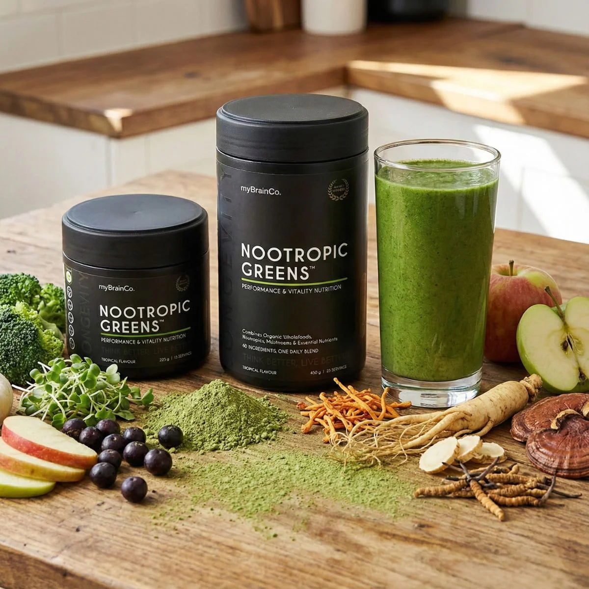 Your all-in-one daily greens for body, brain and longevity